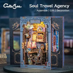 【SOUL TRAVEL AGENCY/HOLIDAY GIFT/HANDMADE DIY TOYS/TIME-CONSUMING TOYS】CUTEBEE DIY bookcase with LED lights. Creative DIY toys. Bookcase decoration. Holiday gift with LED lights,cover dust