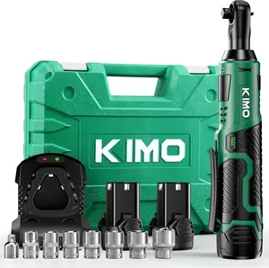 Angel KIMO 3/8" 12V Cordless Electric Ratchet Wrench Set | 40 Ft-lbs Torque & 400 RPM | Includes 8 Sockets, 2X2.0Ah Batteries & Fast Charger | Lightweight & Powerful for Auto Repair, DIY, Mechanics