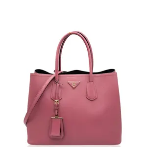 Pre-owned PRADA Leather tote bags Large Double Bag Saffiano Calfskin Pink (gv012726c2)