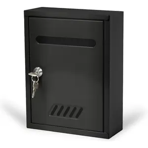 Locking Wall-Mounted Mailbox, Weatherproof Metal Mailbox with Secure Lock for Outdoor Use, Stainless Steel, Modern & Decorative Design,  for  & Office (Black)