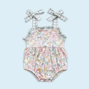 Infant baby girls floral summer romper