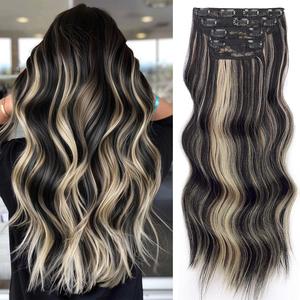 Vigorous Women's Clip-in Hair Extensions, Long Wavy Synthetic Hairpieces, Easy-to-Wear for Daily Use & Event Parties, Instant Length Styling