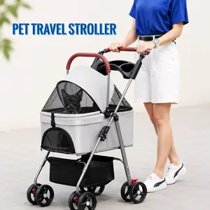 Zoravellion Detachable 2-in-1 Pet Stroller & Cart – Foldable, Lightweight Travel Stroller for Dogs & Cats, For Walking, Shopping & Outdoor Adventures