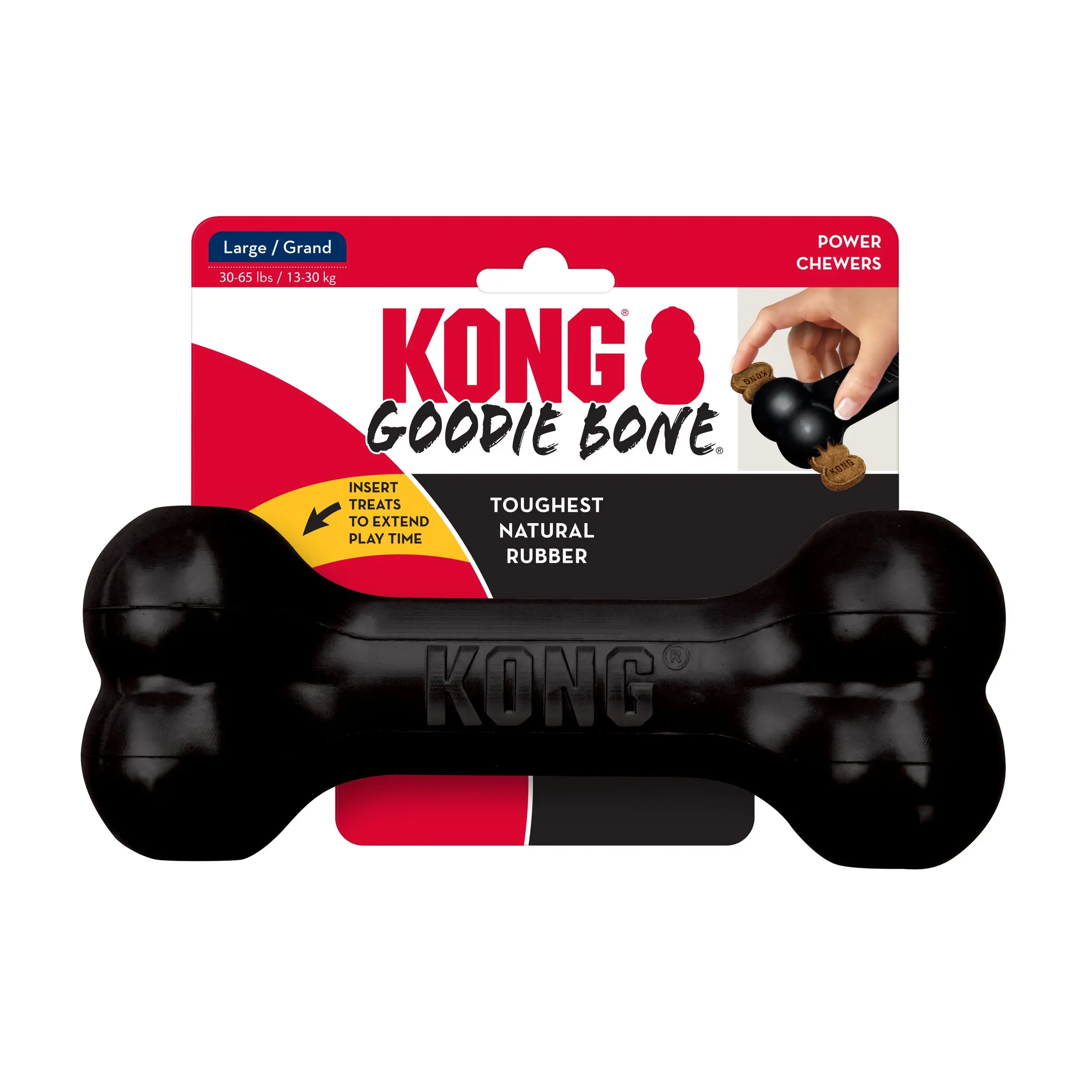 KONG Extreme Goodie Bone for Power Chewers - Durable Natural Rubber Toy for Treat Challenges