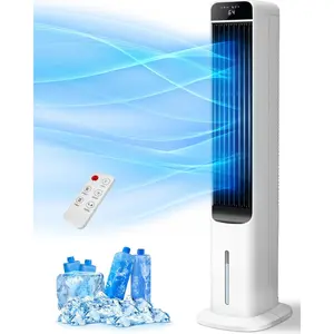 Evaporative Air Cooler, 3 in 1 Portable Air Conditioner Fan with Remote Control, Swamp Cooler with Top & Bottom Water Refilling, 50° Oscillation, 3 Speed and 3 Wind Type for Indoor use