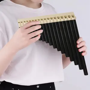 Single Pack 18-tube Black Pan Flute, Abs Material, Classic Style, with Carrying Bag, Easy To Play, Portable, Comfort Grip, Smooth Mouthpiece, for Performance, Teaching, and Practice