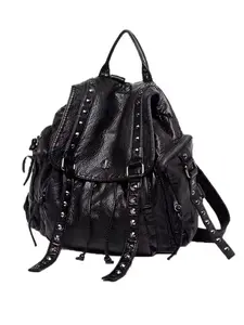 Fashion Versatile Solid Color Large Capacity Rivet Backpack, Casual Women's Bag for Travel Commuting Daily Use, All Seasons Plain Style, Durable Backpack
