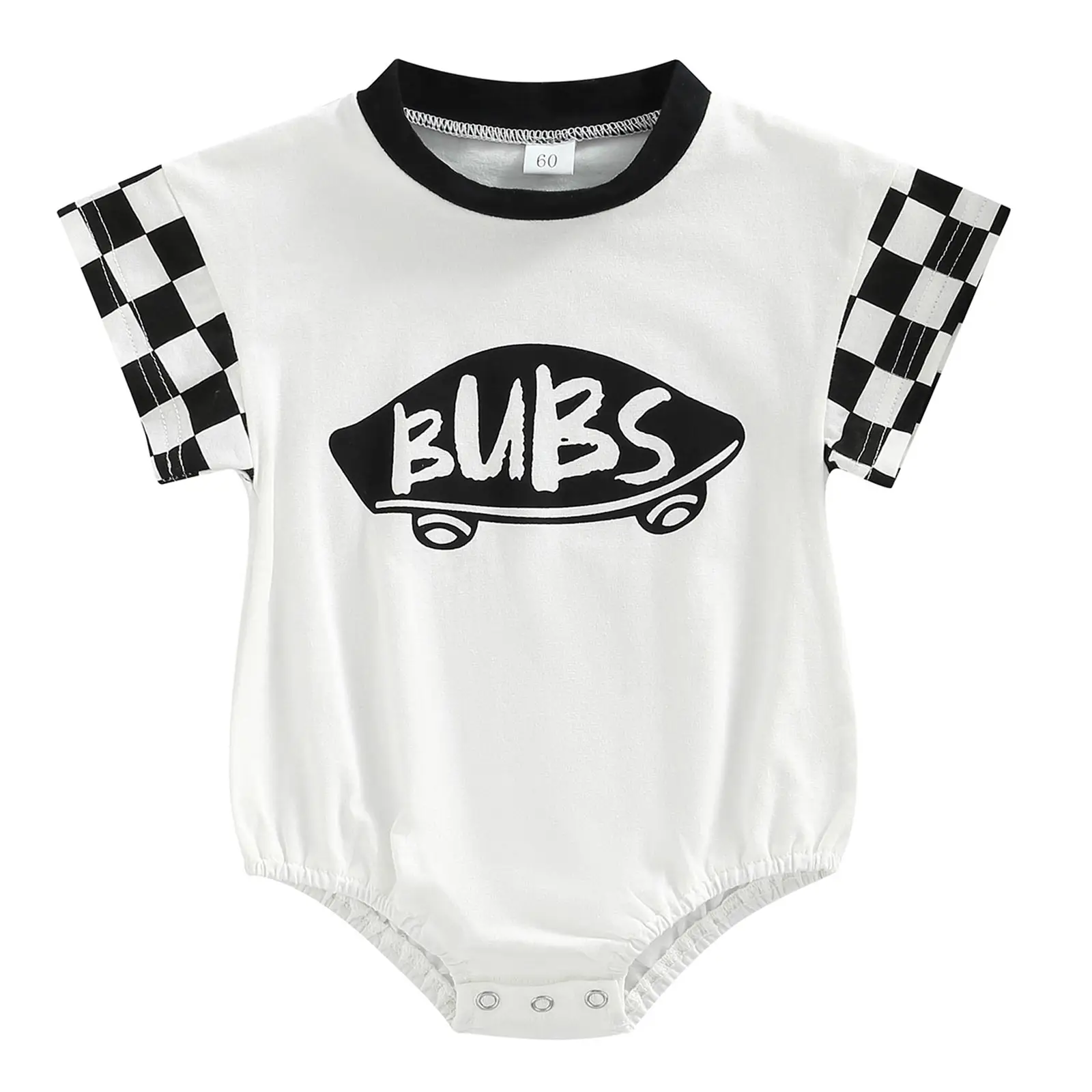 Newborn Baby Boy Girl Checkerboard Summer Romper Infant Checkered Bubs Short Sleeve Onesies Bodysuit Jumpsuit