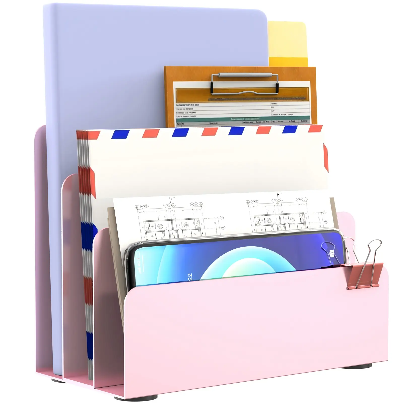 1 Desktop Letter Organizer, A Multi-Compartment Holder for Letters and Documents. An Ideal Choice for Home Offices and Studies, Helping You Keep Your Mail and Papers Neatly Organized.