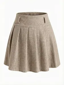 Vintage French High Waist Herringbone Wool-Blend Pleated Midi Skirt, Autumn Winter Slim-Fit A-Line Skirt Preppy Style High Waist Herringbone Wool-Blend Pleated Mini Skirt, Autumn Winter Sweet & Edgy Slim-Fit Skirt Autumn Winter Versatile Slim-Fit Skirt