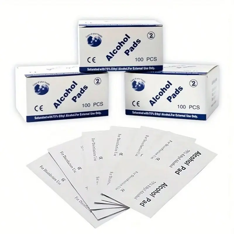 Portable Alcohol Pad, 100pcs Multi-purpose Outdoor Alcohol Pad, Disposable Alcohol Wipe, Outdoor Accessories for Camping Hiking, Finger Wipes