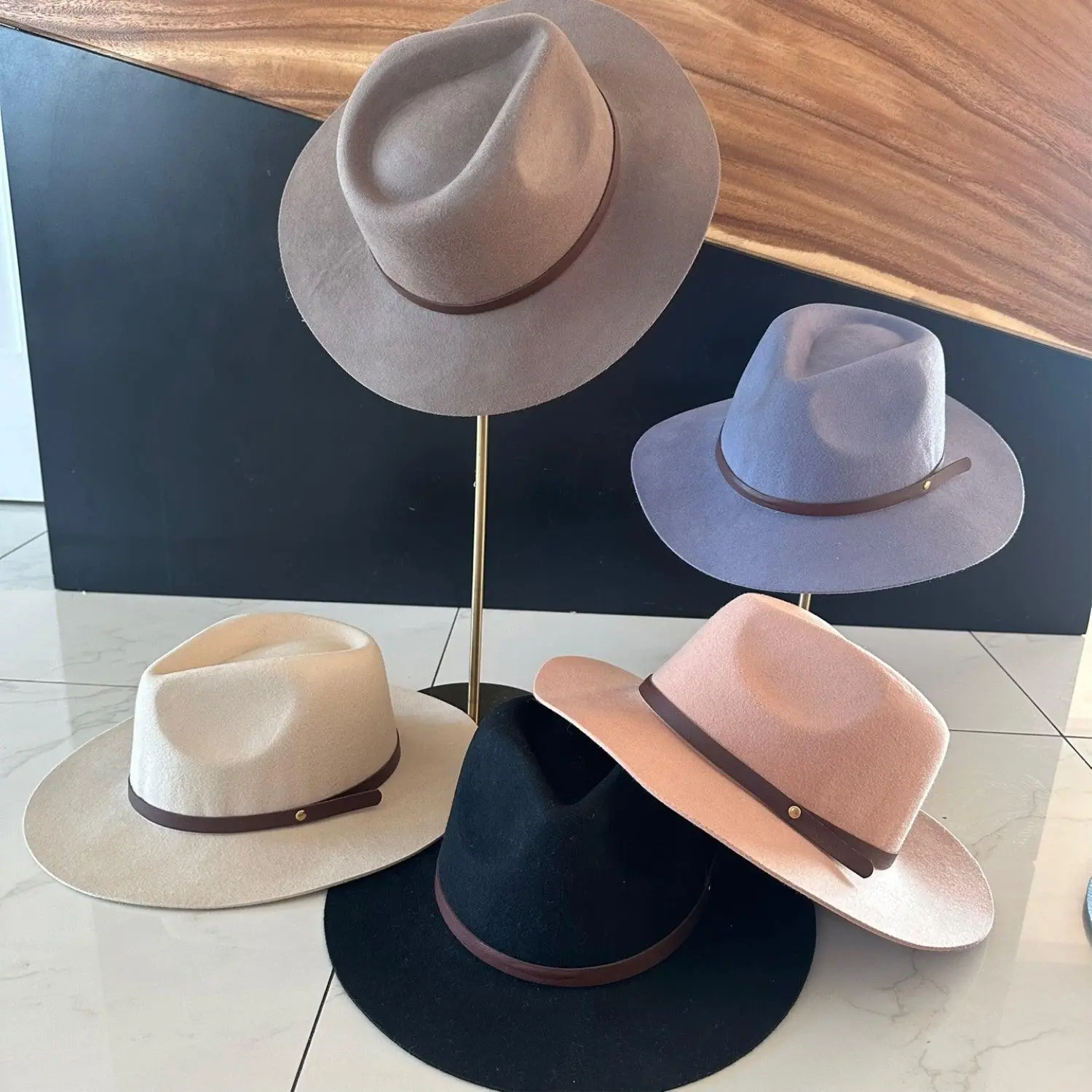 SOLOVE Women's Structured Soft Australian Wool Cowboy Hat - Adjustable, Plain, Casual, Roomy Fit, with Leather Belt Buckle, Rancher Aesthetic