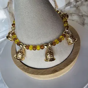 pulso de oshun ajustable con 5 campanas laminadas-Oshun adjustable bracelet with 5 goldplated bells