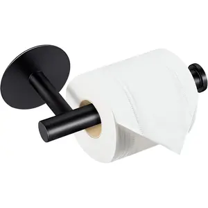 Self Adhesive Toilet Paper Holder, SUS304 Stainless Steel Rustproof Toilet Roll Holder No Drilling Adhesive Toilet Tissue Holder for Bathroom Kitchen (1, Black)