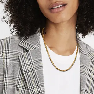 FaithHeart 6MM Twist Rope Chain Necklace Stainless Steel