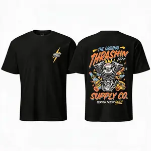 Thrashin Supply The Original Fiesta Graphic 2 Side T-Shirt, Gift for Bikers, Motorcycle Lovers, Streetwear Fans, Comfortable Fit, Unisex Cotton T-Shirt,Casual Short Sleeve Round Neck Summer Shirt Streetwear Top
