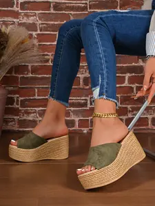 Summer One-Strap Wedge Sandals, Thick Sole Waterproof Platform Comfortable Commute Vacation Outdoor Women's Slippers