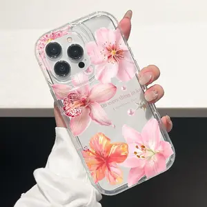 Floral Pattern Flower Phone Case, Full Body Shockproof Phone Protective Cover, Phone Accessories Compatible with iPhone 16 15 14 13 12 11 X Pro Max Plus
