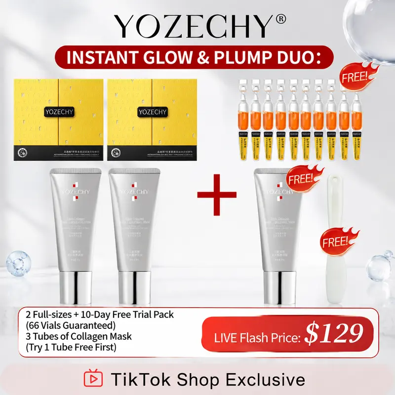 Instant Glow & Plump Duo - Astaxanthin Serum, Collagen Mask