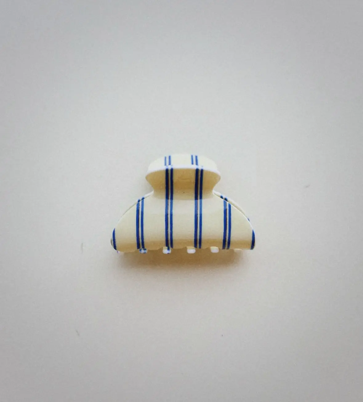 Cream and blue striped hair clip