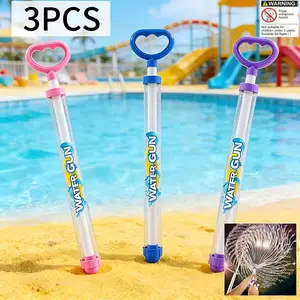 3 water guns with long handles - in bright mixed colors, made of durable PP material, suitable for outdoor water balloon fights, beaches, camping and summer parties - suitable for children over 3 years old