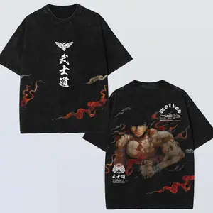 DarcsportWolves “BAKI” Oversized Washed Tee,Gym tshirt Gothic Warrior Print with Vintage Fade, Brotherhood Statement Piece for Mental Reps – Heavyweight Gym Top, Gift for Gymer, Summer Wear – For Weargraphic tees vacation outfits men gifts dailywear