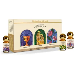 Frankincense, Myrrh & Rose of Sharon Anointing Oils | Balsamic, Earthy and Sweet | Holy Oil for Prayer and Protection | Made with Biblical Spices and Blessed Virgin Olive Oil from Jerusalem