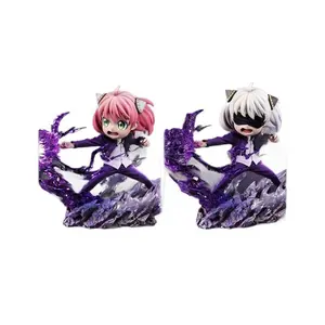 Spy x Family Anya Cos Gojo Satoru Collectible Figures with Purple Lighting Base and Cat Ears Design Anime Collectibles