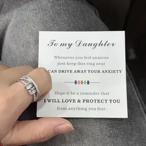 To My Daughter Fidget Ring Anti Anxiety Ring With Beads Spinner For Girls, Birthday Gift Comfortable Daily Wear Thoughtful Gift Idea