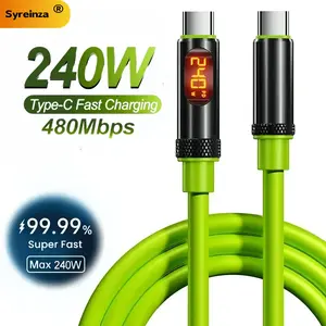 240w Super Fast Charging Cable, Type-C to Type-C Digital Display Charger, Pd3.1 480mbps High-Speed Data Transfer, Suitable for iPhone 16 Pro, Laptop, Phone