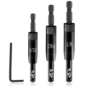 2026 Self-Centering Drill Bit Set for  CC2430 1/4 in Hex Shank Drills, 3/32", 7/64", 1/8" VIX Bit Hinge Drill Bit, Ultra-Hard Steel & , Install Hinges & Drill  Holes