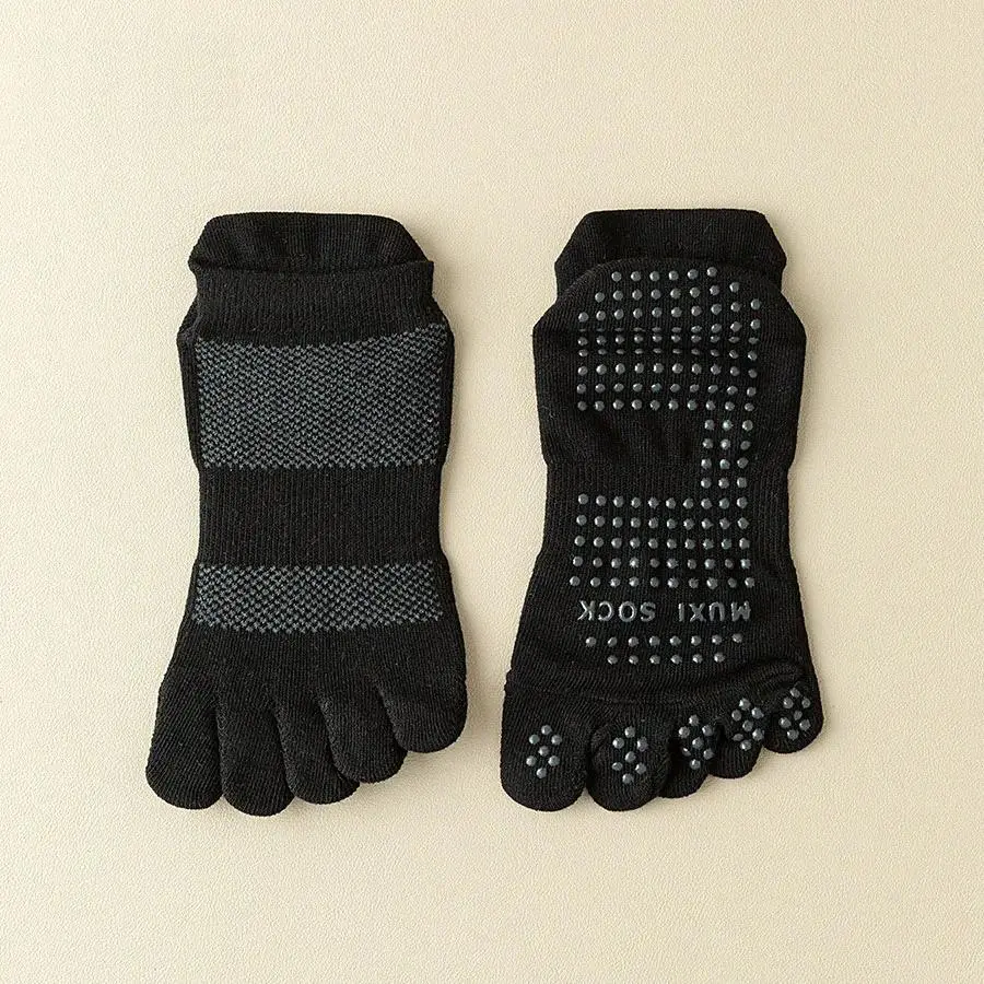 Yoga Pilates Five Finger Socks Ankle Men Cotton Dispense Non-Slip Mesh Solid Simple Compression Athletic,Sport Boat Toe Socks