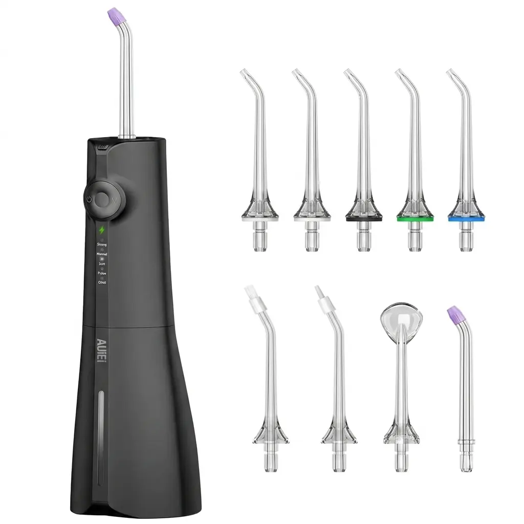 Rechargeable Water Flosser for Deep Cleansing, Cordless Oral Irrigator with 5 Adjustable Pressure Levels & 9 Nozzles, IPX7 Waterproof Dental Care Kit, Batteries, 5 Advanced Cleaning Modes, 25 Days, 300Ml Large Capacity, Oral Care, Teeth Cleaning Tool