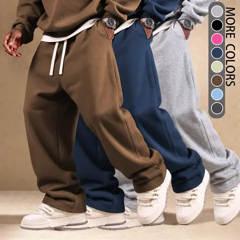 Men’s athletic pants, sweatpants, wide-leg jogging pants — beige, fitness wear, drawstring waist design, ultra-soft, breathable loose pants suitable for running and workouts, loose sweatpants, menswear, casual sports jogging pants, stylish soft jogging pa