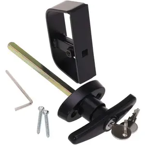 6 inch T-Handle Shed Door Lock Handle, Keyed Alike Garage Shed Latch Hardware Locking Handle with 4 Keys & Allen Wrench, 1 Kit