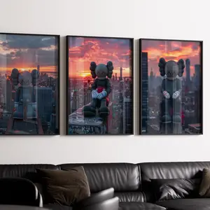 Hypebeast Poster, Set of 3 Kaws Graffiti Posters, Hypebeast Toys & Sneaker Wall Art, Streetwear Urban Poster, Room Decor, Unframed 5 Sizes (8x12–27x40 inch)