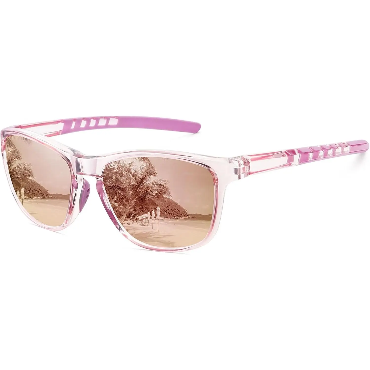 Clear Pink Frame-champagne Mirror Lens
