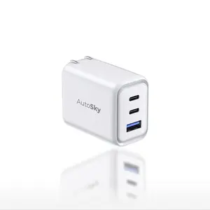 AutoSky 65W PD Fast Charging Adapter - Lightning Fast Charging for All Devices - 2 USB-C and 1 USB-A ports