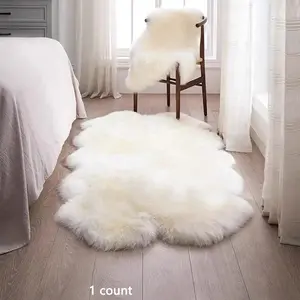 Solid Color Fluffy Rug, 1 Count Irregular Non-slip Soft Plush Carpet, Furry Floor Rugs, Decorative Mat for Indoor Living Room Bedroom, 2024 Christmas Decoration