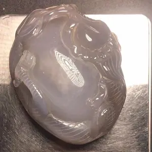 Enhydro Agate Carving luckycloud palm stone water bubble trapped in carving