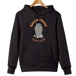 Baked Fresh Dad's Club Happy Father's Day Family Hoodie, Casual Street Style Fleece Fabric Pullover Hoodie for Fall & Winter