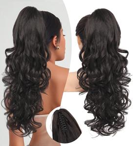 【Flash Sale】24" Long Curly Wavy Claw Clip in Ponytail Hair Extensions, Jaw Clip on Pony Tails Fluffy Hairpiece for Women Daily Party Use