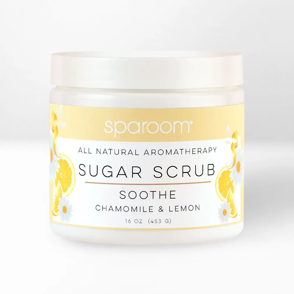 Sparoom Soothe Sugar Scrub 16oz - All Natural Aromatherapy with Chamomile & Lemon for Body Care and Skin Repair