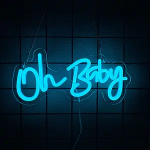 Oh Baby Neon Signs for Backdrop Decor, Neon Led Sign for Baby Shower, Gender Reveal, Birthday Party Decorations