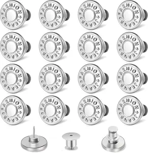 16 Sets Button Pins for Loose Jeans, No Sew Pants Tightener for ,  and Adjustable Jeans Button to Make Smaller