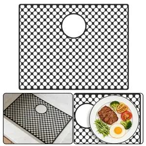 Sink Protectors for Kitchen Sink, 22.6"x 17.6" with Rear Drain Hole, Heat Resistant, Easy Clean, Non-Slip Silicone Mat, 57.5x44.9cm