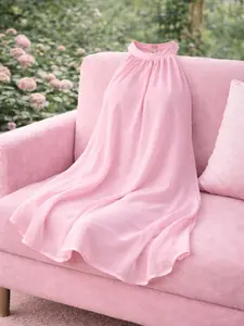 Blush Pink Halter Chiffon Swing Dress