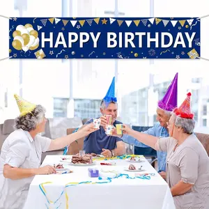 Large Birthday Party Banner, Outdoor and Indoor Garden Fence Decoration, Boy and Girl Birthday Party Supplies, 2D Flat Banner