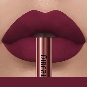 Matte Velvet Lip Glaze - Long-Lasting, Non-Stick, Full Coverage Lipstick In Rich Burgundy/Deep Purple - Perfect For Everyday Use, Suitable For All Light Beige Types, Versatile Beauty Product, Sleek Tube Packaging, Smooth Texture, Intensely Pigmented