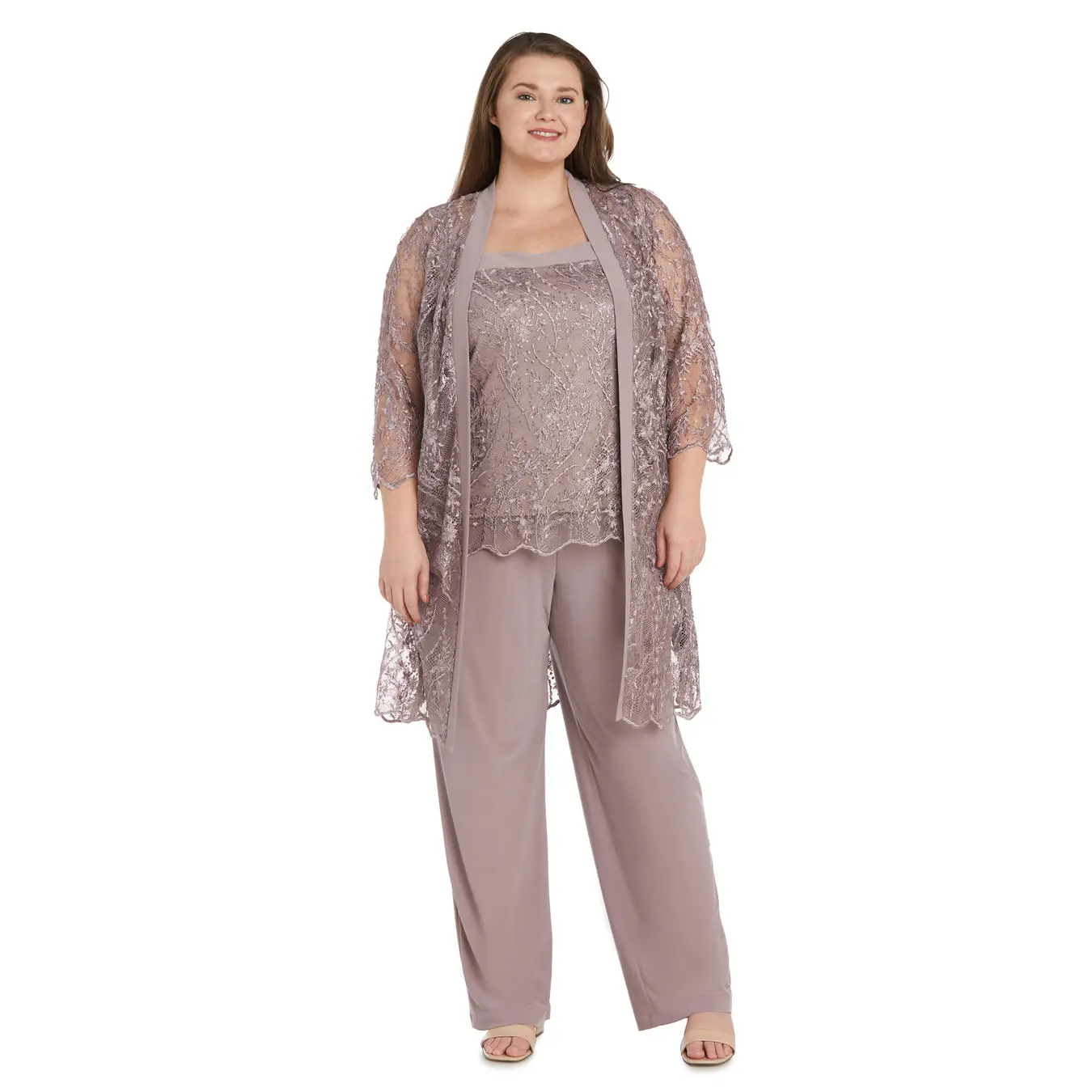 R&M Richards 9862W Plus Size Sequins Pant Set